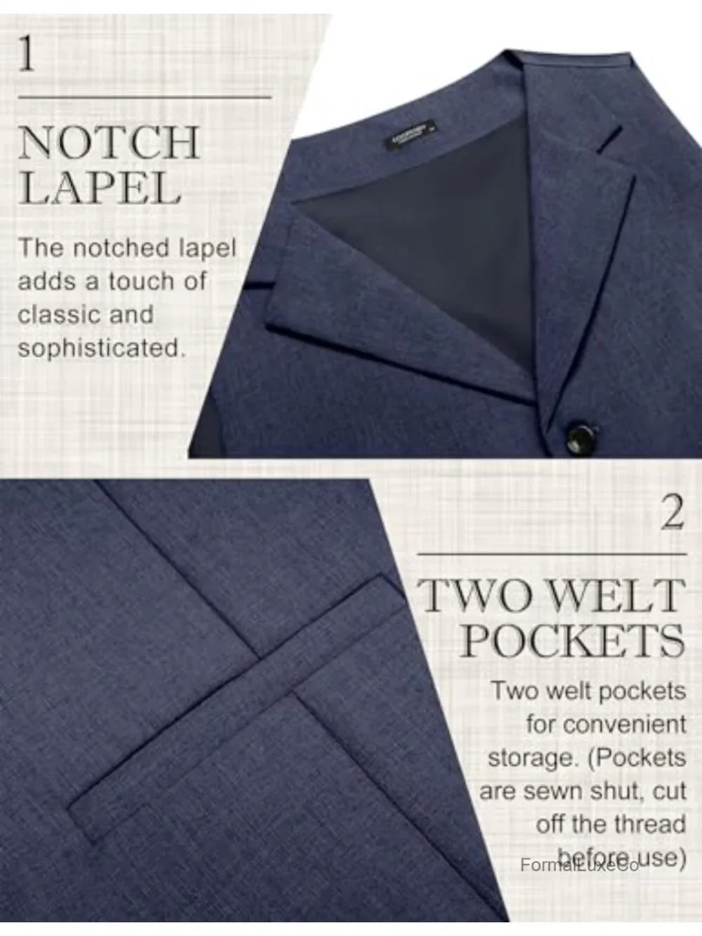 Men's Slim Fit Suit Vest Notch Lapel Waistcoat Formal Wedding with Adjustable